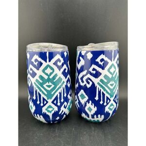 Member's Mark Insulated Wine Tumbler Set 2pk Blue Ikat Thermal Mugs - G02 (13)